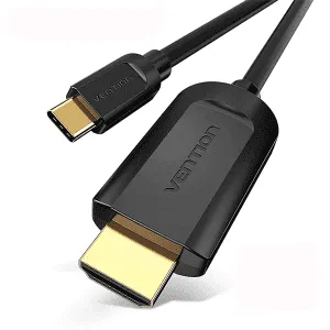 Vention Cotton Braided Type-C to HDMI Cable 2M Black Alluminium alloy Type